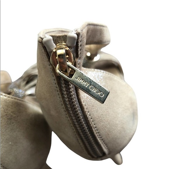 JIMMY CHOO Viola 110 Tan Suede Crystal Tassel High Heeled Sandals Size EU 37.5 - Picture 7 of 15